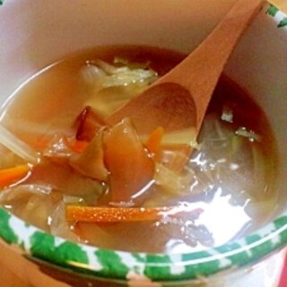 めかぶ茶で作る野菜スープ
